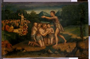 Saint Jean prêchant et baptisant - Italian School